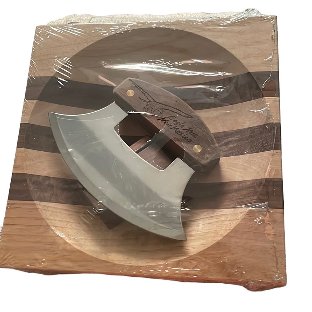 Ulu Knife Chopping Board Eagle Nest Chef Utensil Inset Bowl Prep Culinary NEW